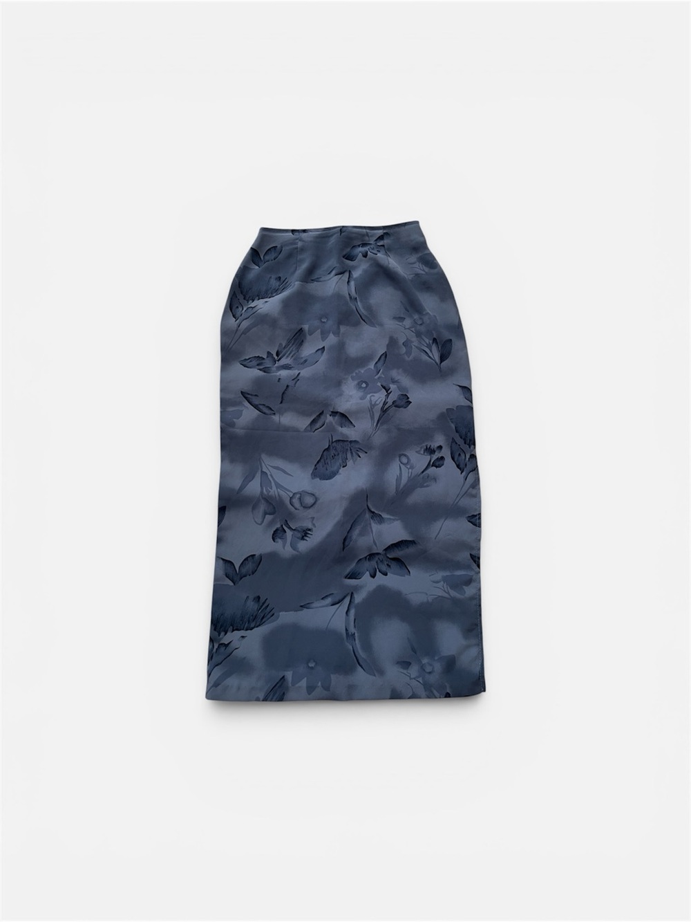 Vintage Dark Blue Floral Maxi Skirt